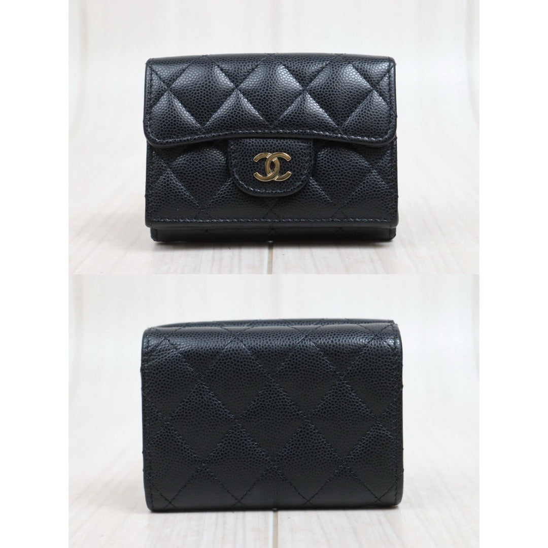 Very Good ( Rank A)｜Full Set Chanel Caviar Skin Black Wallet Made In 2022-2023 Year ｜26022006