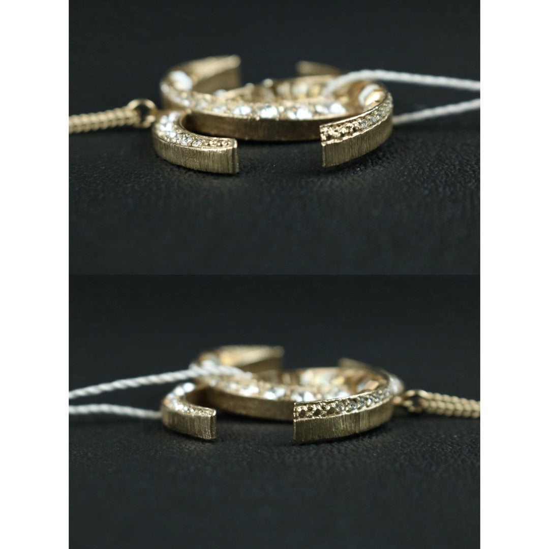 Include Authentic Detective Certificate of Authenticity｜Very Good ( Rank A) ｜CHANEL B15C COCO Mark Rhinestone Golden Necklace  Made In 2015Year｜S26050709