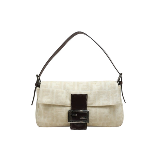 Include Entrupy Certificate of Authenticity｜Good ( Rank AB)｜ FENDI Zucca Mamma Baguette Shoulder Bag Beige｜S26060617