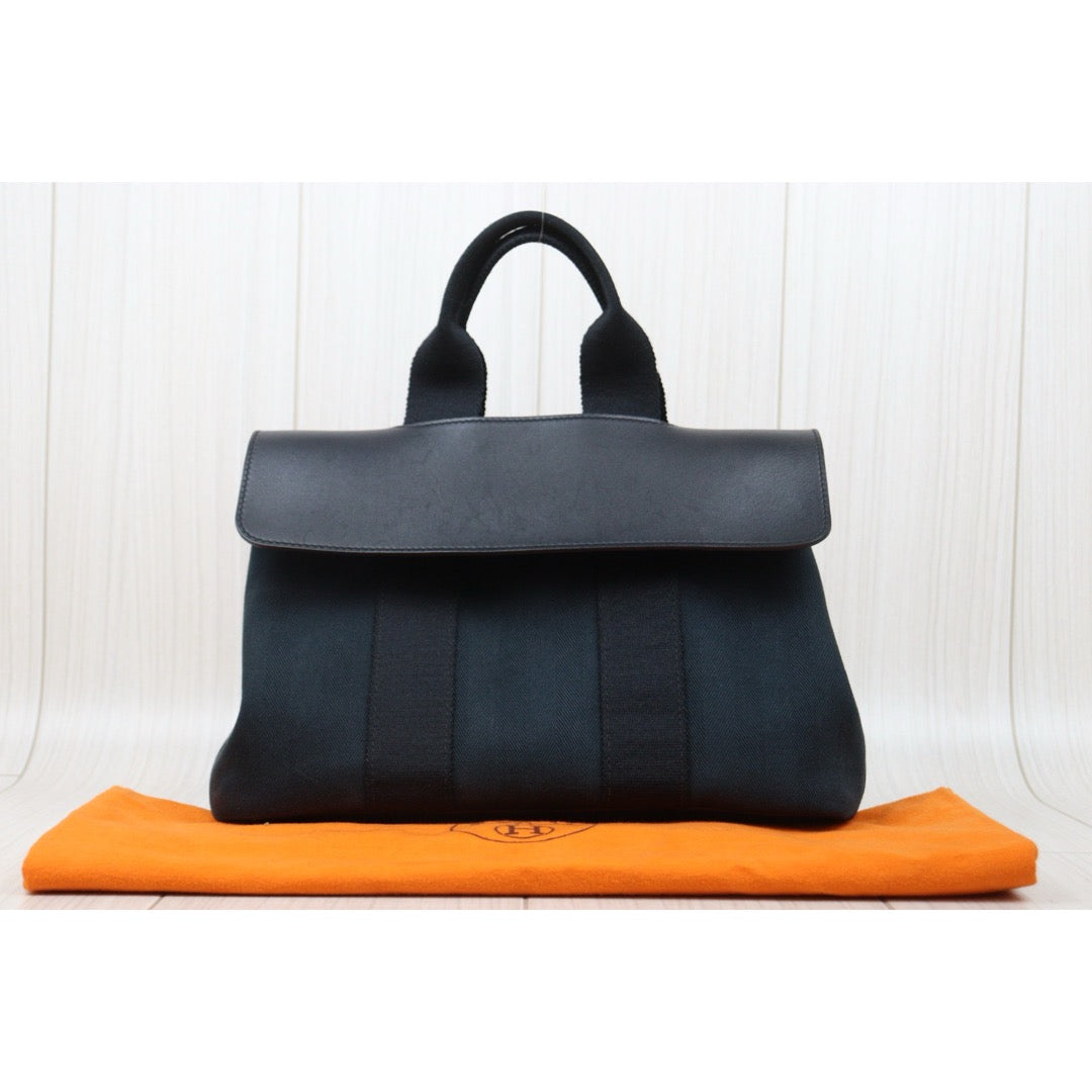 Very Good ( Rank A)｜ HERMES Valparaiso Canvas Graphite Green HandBag Small ｜25062618