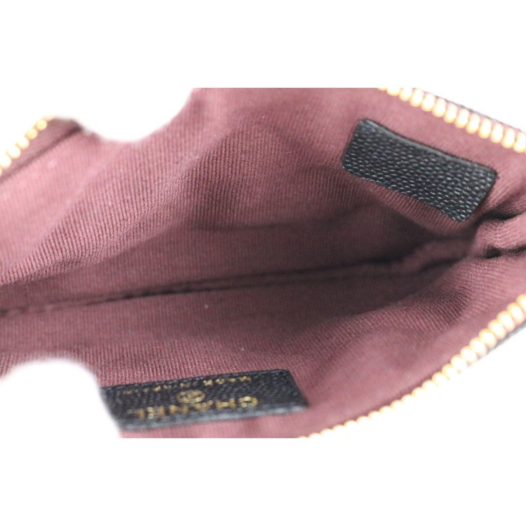 Excellent（Rank SA）｜CHANEL Caviar Skin Calf Leather Card Holder Black IC Chips Model｜X25062321