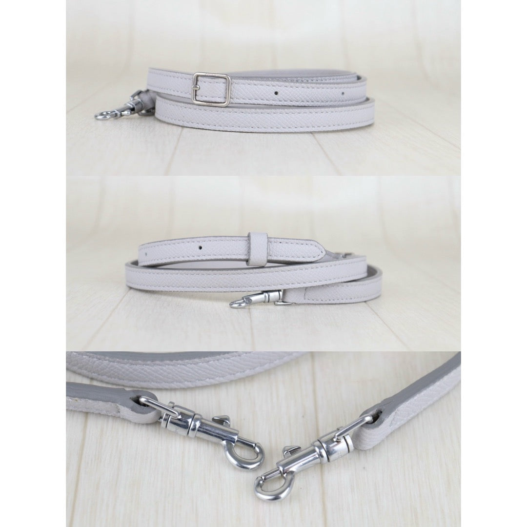 Include Entrupy Certificate of Authenticity｜Very Good ( Rank A)｜CELINE Calf Leather  Belt Nano Handbag Shoulder Bag Light Gray｜S26010901