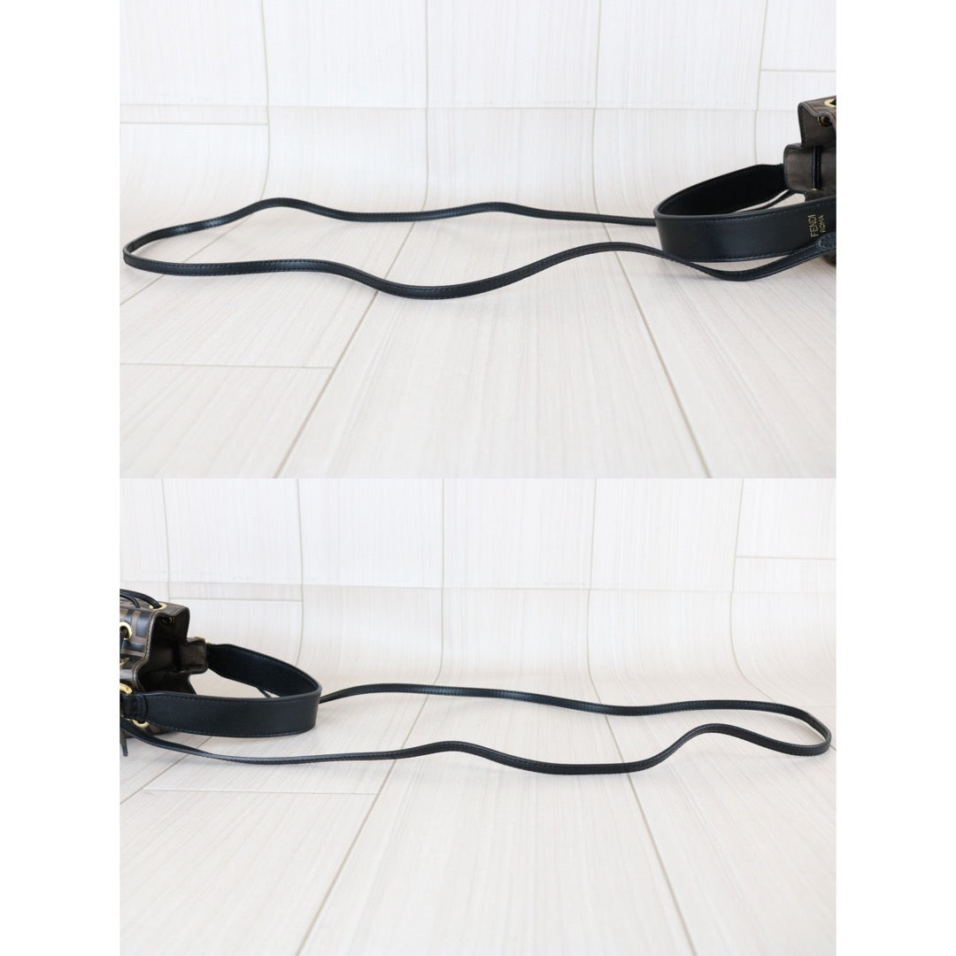 Good ( Rank AB)｜ FENDI Zucca Mini Mon Tresor Calf Leather Bucket bag Shoulder Bag Brown ｜S25122304