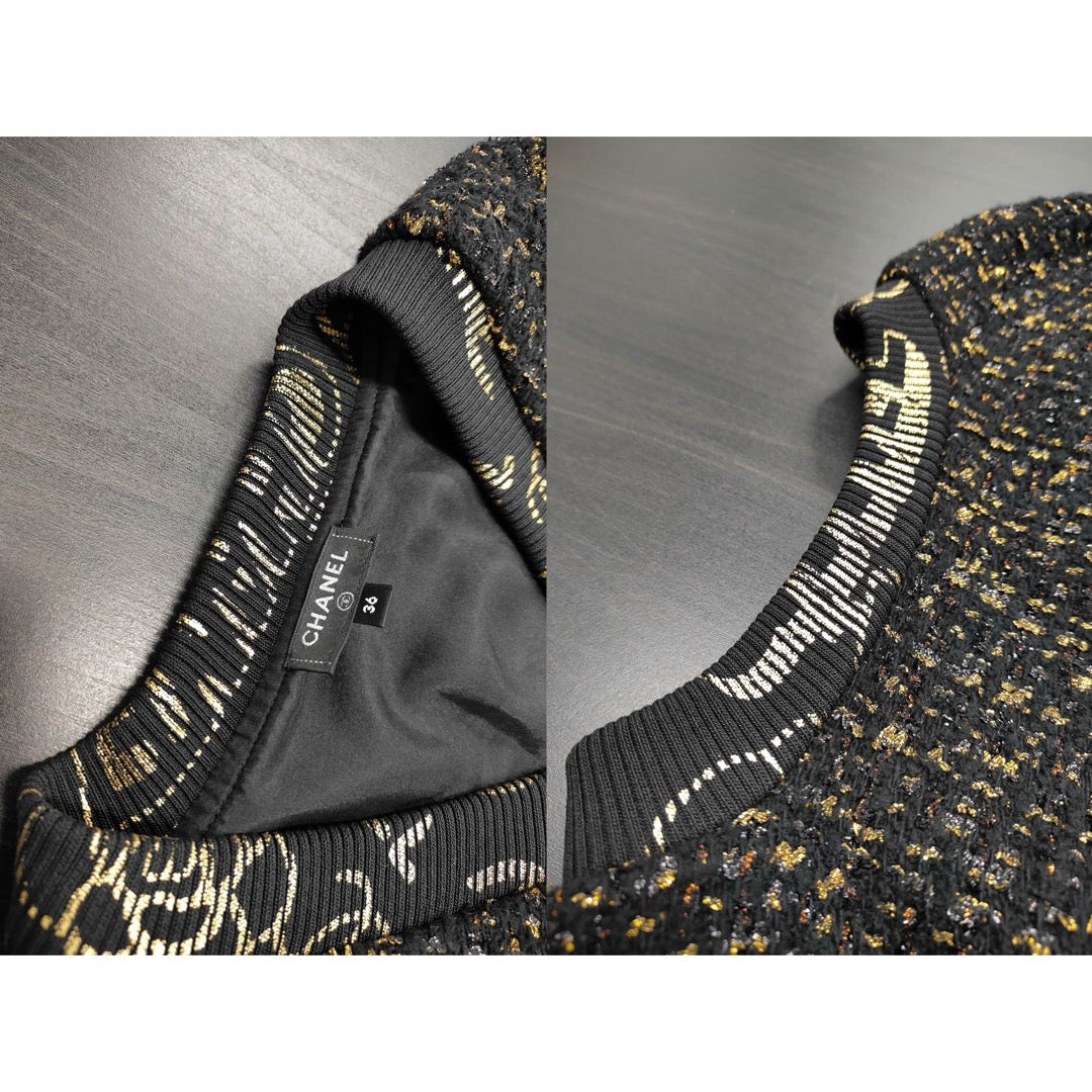 Very Good ( Rank A) ｜ CHANEL 19 Egypt Series Black Graffiti Wool Sweater 36 size  ｜W25102103