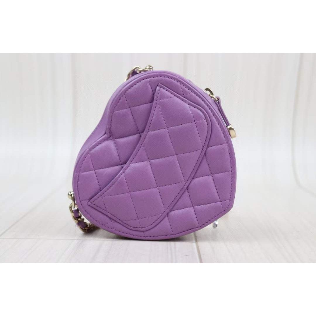 For Mei Decor only CHANEL Matlasse Heart Purple  Shoulder Bag  ｜V24031230