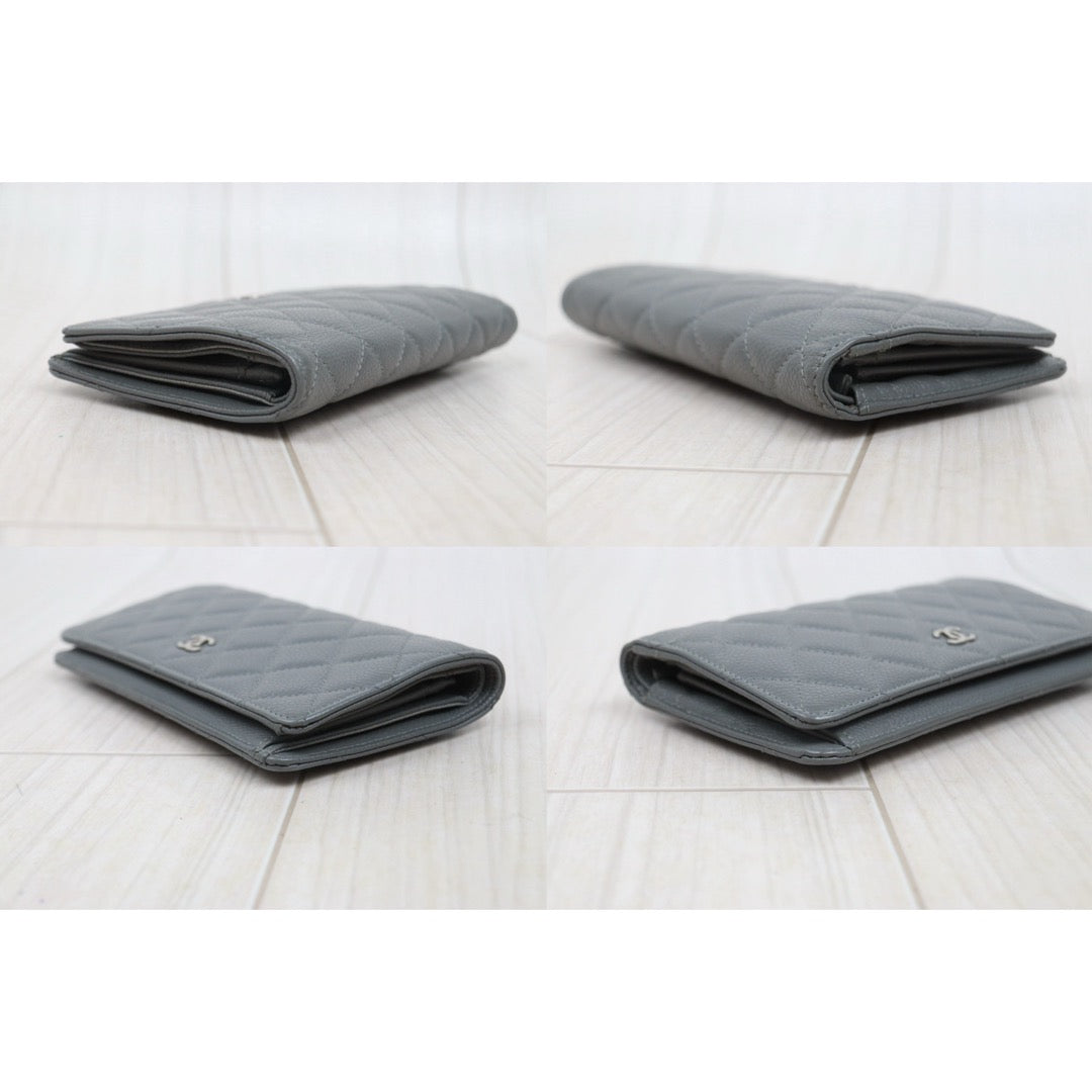 Good ( Rank AB)｜Chanel Caviar Skin Grey Long Wallet Made In 2009-2010Year ｜26010904
