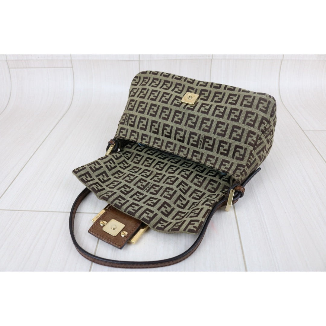 Include Entrupy Certificate of Authenticity｜Good ( Rank AB)｜ FENDI Zucca Mamma Baguette Shoulder Bag Brown｜S26082402