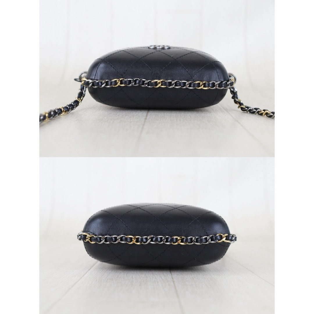 Include Entrupy Certificate of Authenticity｜Very Good（Rank A）｜CHANEL Calfskin Mixed Metal Hardeare Chain Phone Holder Shoulder Bag Black Made in 2016-2017Year｜S26090741