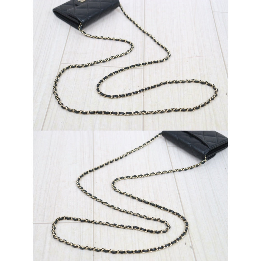 Very Good ( Rank A)｜ CHANEL Matelasse Chain Caviar Skin Coco Mark Card Holder Black Made In 2021-2022Year ｜S25081419