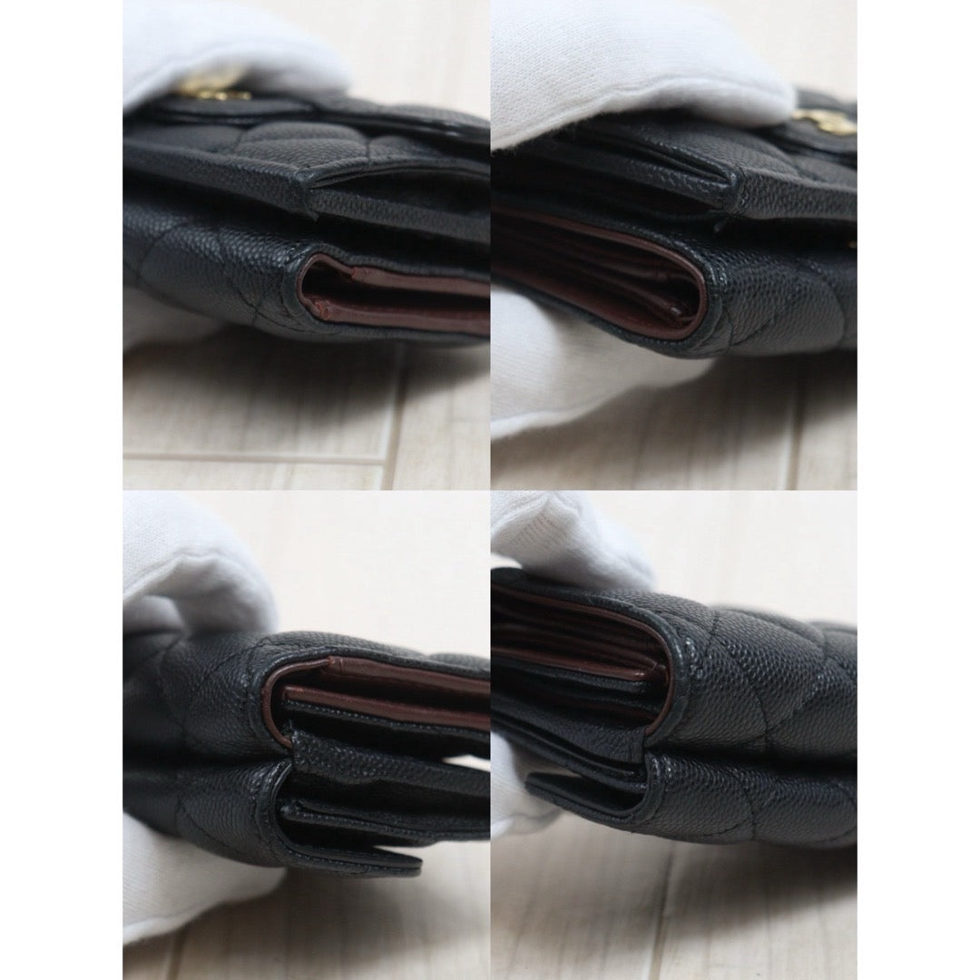 Include Entrupy Certificate of Authenticity｜Very Good ( Rank A)｜ Chanel Caviar Skin Black Wallet IC Chips Model ｜26082004