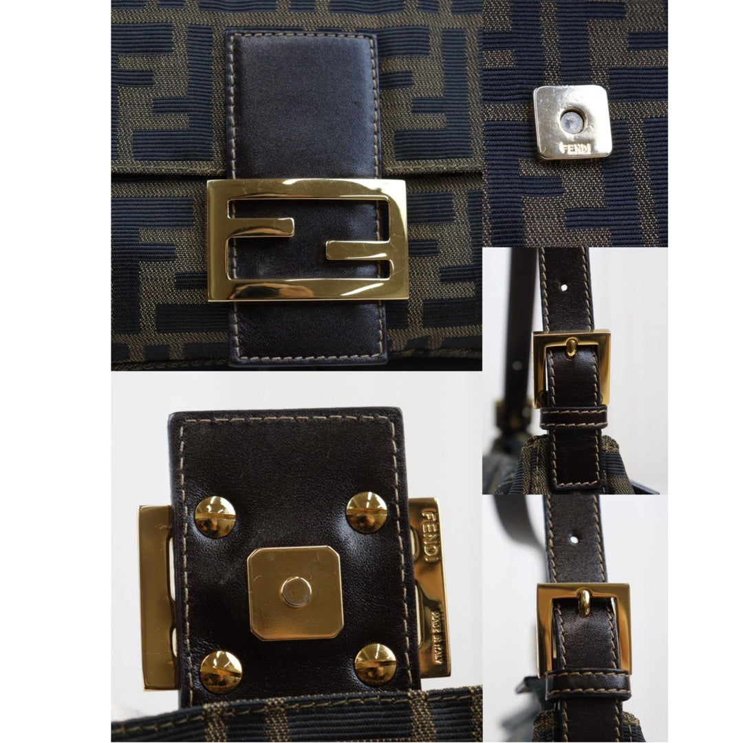 Rank A｜ FENDI Zucca Mamma Baguette Shoulder Bag Gold Hardware｜24032913