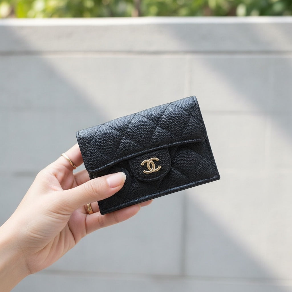 Include Entrupy Certificate of Authenticity｜Very Good ( Rank A)｜Full Set Chanel Caviar Skin Black Wallet Made In 2018-2019 Year ｜26061109