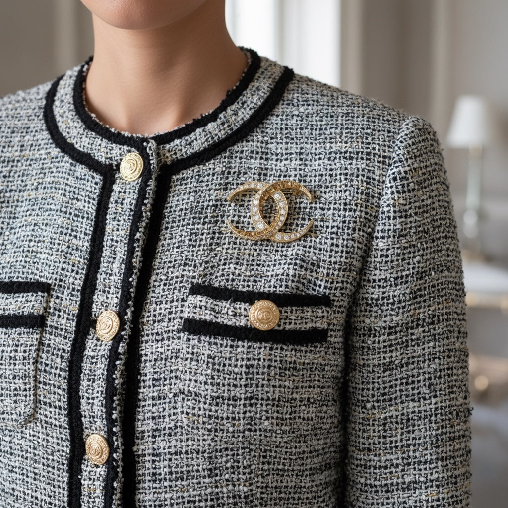 Include Authentic Detective Certificate of Authenticity｜Very Good ( Rank A)｜ CHANEL B15C Coco Mark  Rhinestone Brooch Made In 2015Year｜S26053002