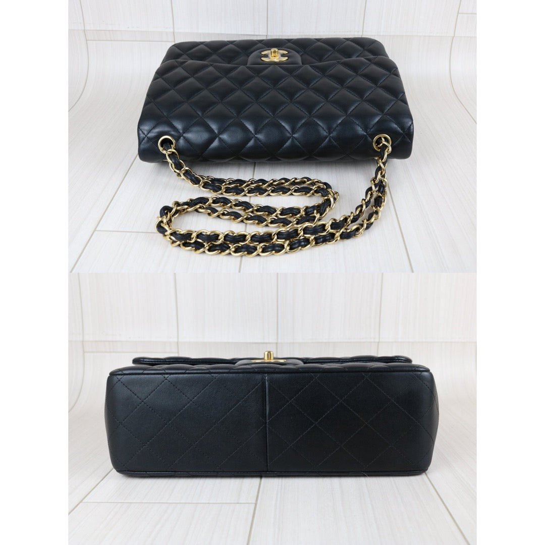 Include Entrupy Certificate of Authenticity｜Good ( Rank AB)｜ CHANEL Matrasse Chain Lamb Skin Jumbo Black  Made In 2015-2016 Year｜S26041401