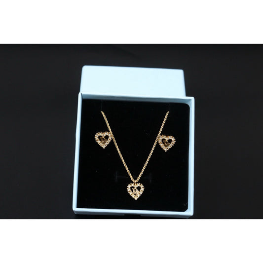 Rank A ｜ Dior CD Rhinestone Necklace Earring Set ｜24080803