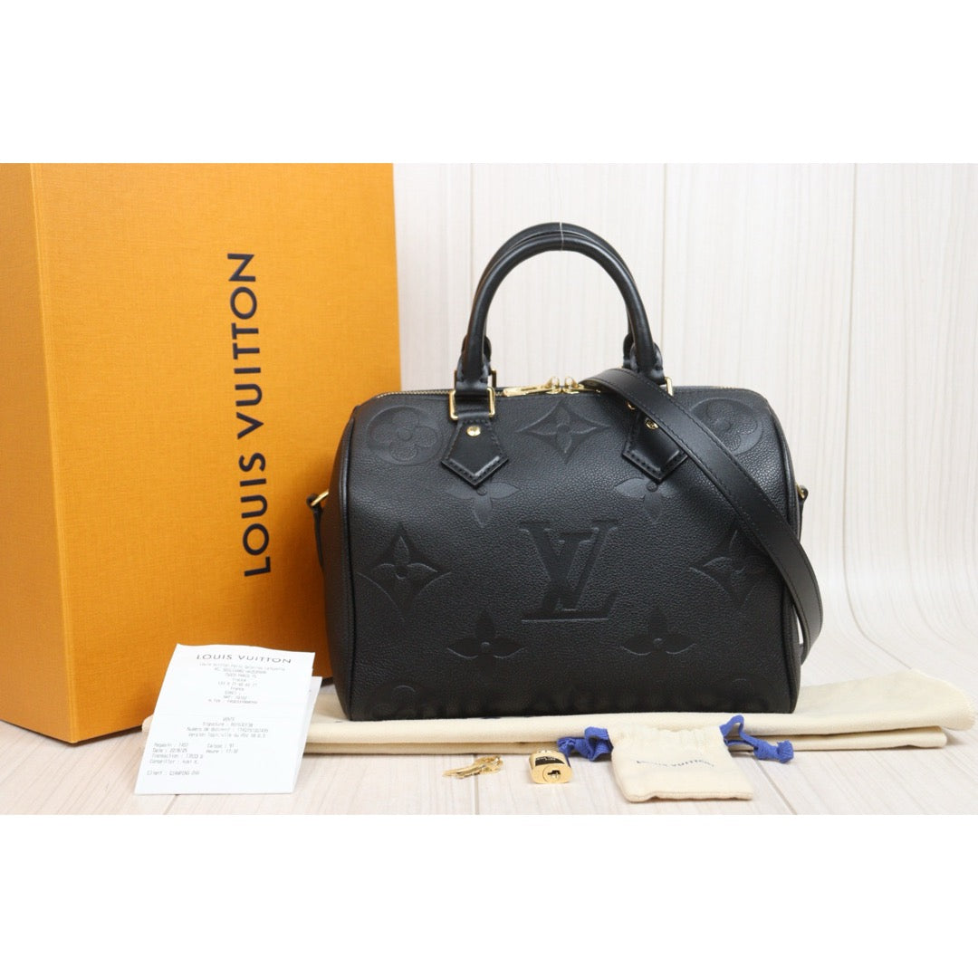Include Entrupy Certificate of Authenticity｜Very Good ( Rank A)｜Full Set Louis Vuitton  Current Model Monogram Empreinte Speedy 25 Handbag Shoulder Bag IC Chips Model Black｜S26060606