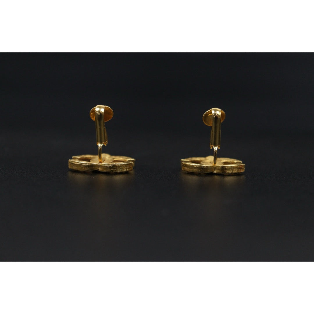 Very Good ( Rank A) ｜ CHANEL Coco Mark 18K Gold Rhinestone Earrings ｜25111409