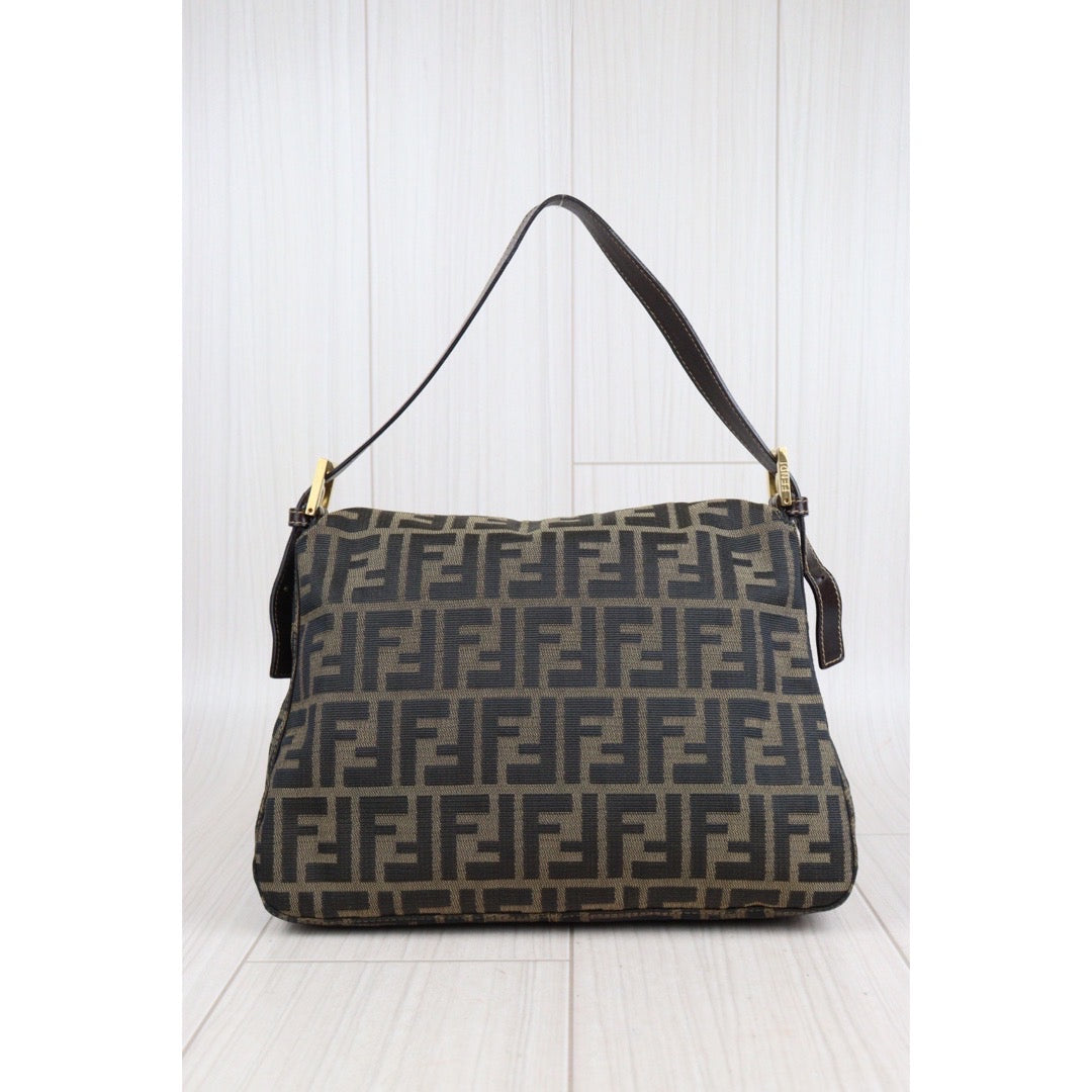 Rank A｜ FENDI Zucca Mamma Baguette Shoulder Bag Gold Hardware｜23102847
