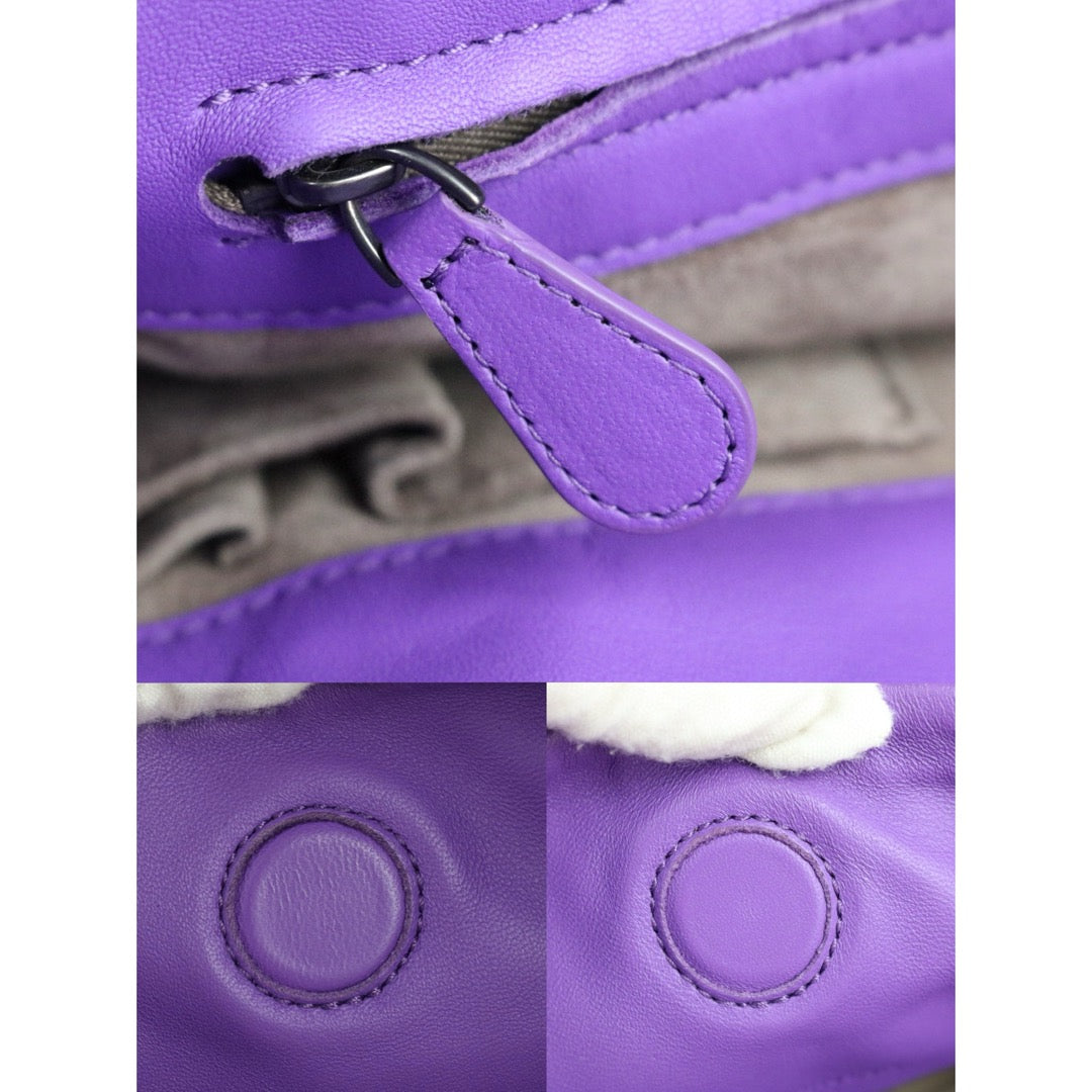 Excellent（Rank SA）｜ Bottega Veneta Lamb Skin Braid Shoulder Bag Purple｜X25041701