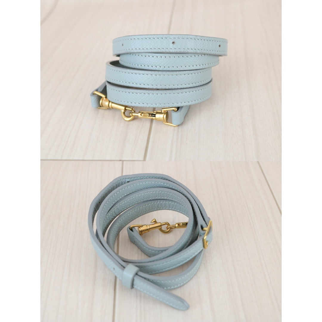 Good ( Rank AB)｜CELINE Calf Leather  Belt Nano Handbag Shoulder Bag Light Blue｜X26030106