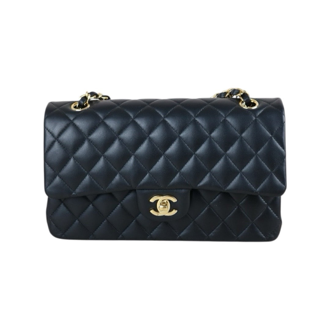 Include Entrupy Certificate of Authenticity｜Very Good ( Rank A)｜ CHANEL Lamb Skin Matrasse Chain Double Flap 25 Shoulder Bag  Black Made In 2019 Year｜S26080101