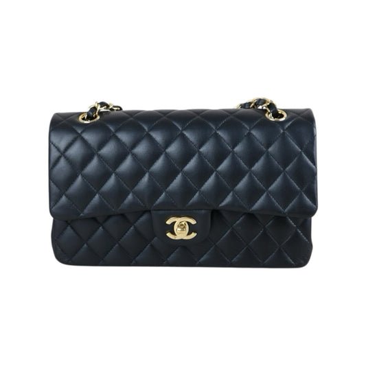 Include Entrupy Certificate of Authenticity｜Very Good ( Rank A)｜ CHANEL Lamb Skin Matrasse Chain Double Flap 25 Shoulder Bag  Black Made In 2019 Year｜S26080101