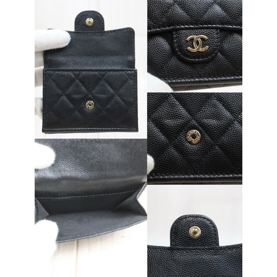Include Entrupy Certificate of Authenticity｜Very Good ( Rank A)｜Full Set Chanel Caviar Skin Black Wallet Made In 2018-2019 Year ｜26061109