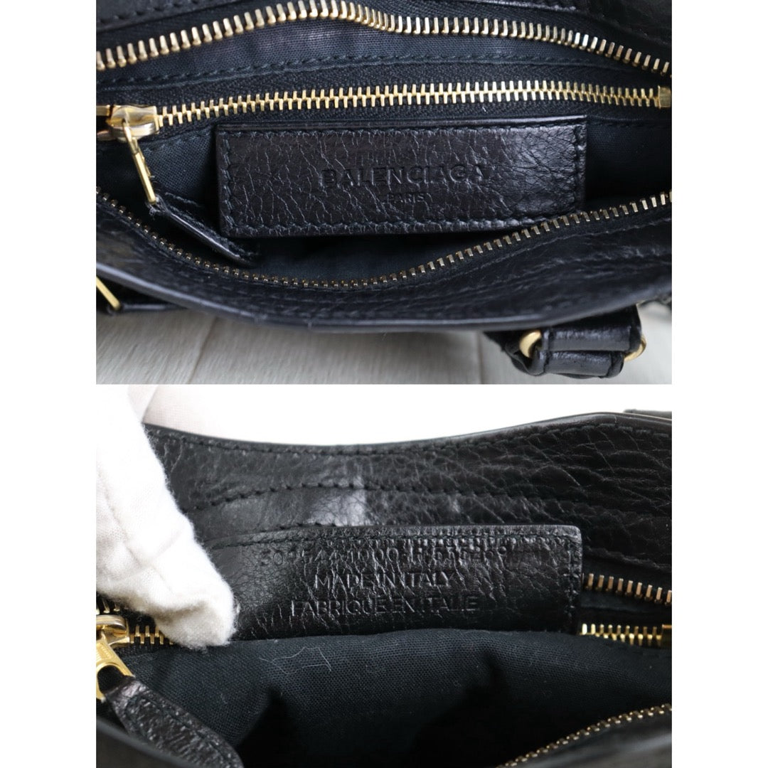 Very Good ( Rank A)｜Balenciaga Goatskin  Edge Classic City PM Black HandBag Shoulder Bag Current Model ｜S26020401