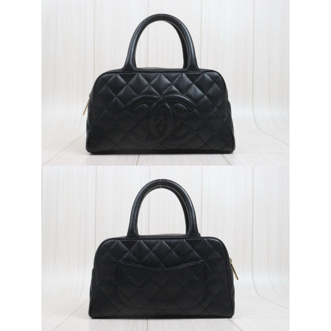 Include Entrupy Certificate of Authenticity｜Good ( Rank AB) ｜CHANEL Caviar Skin Calf Leather Bowling HanBag Made in 2004-2005 Year｜26091002