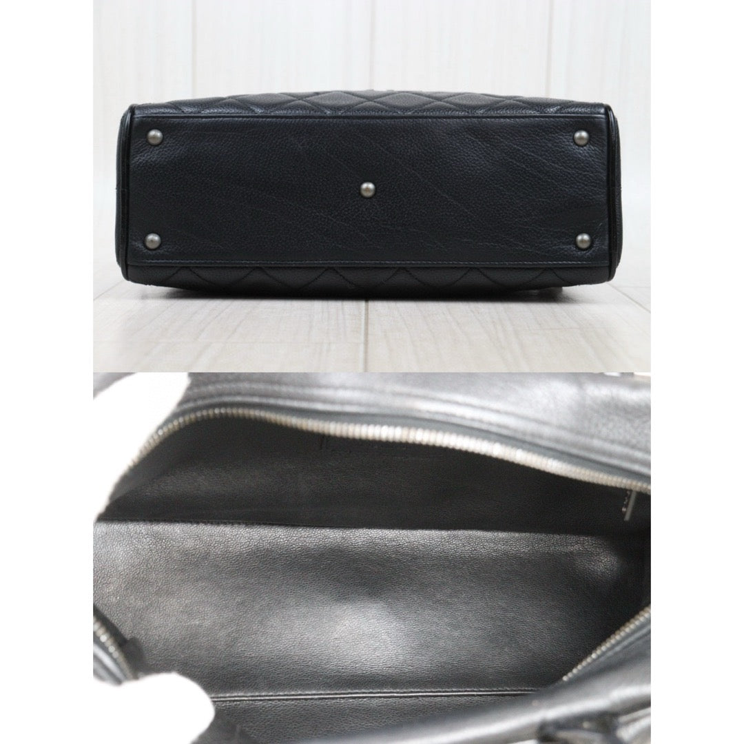 Very Good ( Rank A)｜ CHANEL Caviar Skin Calf Leather Bowling Hand Bag Black Made In 2000～2002Year｜25052101