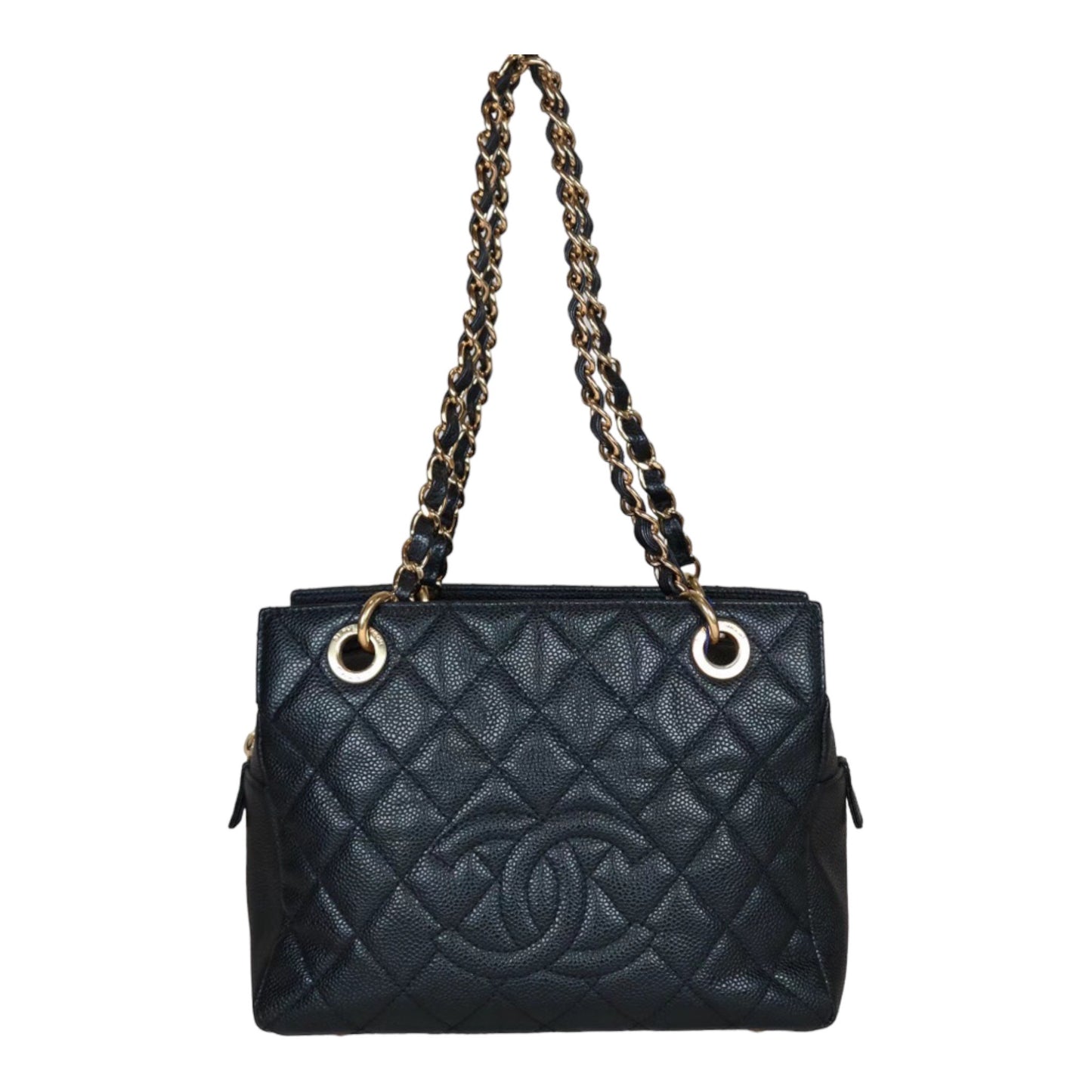 Good ( Rank AB)｜ CHANEL Matrasse Caviar Skin PTT Hand Bag  Black Made in 2010-2011Year｜S24070804