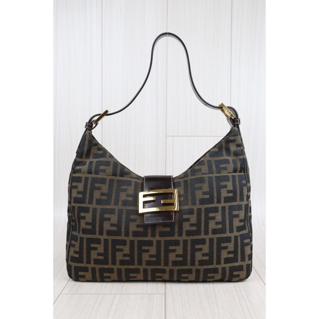 Rank A｜FENDI Zucca Mamma Shoulder Bag Gold Hardware｜23102851