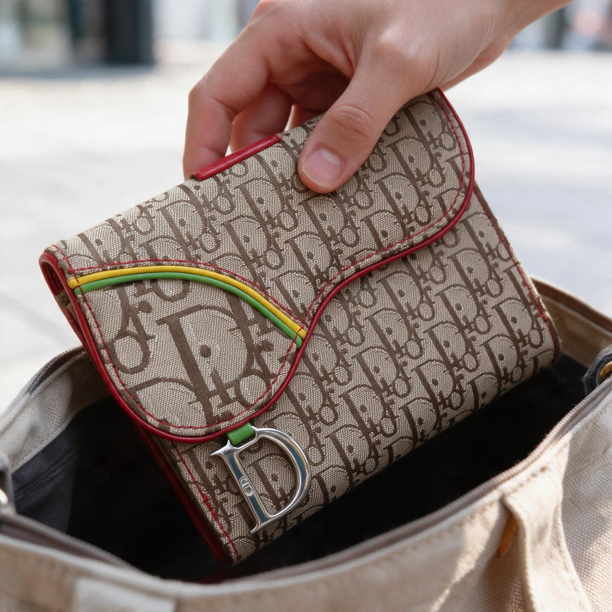 Include Entrupy Certificate of Authenticity｜Very Good ( Rank A)｜Dior Trotter Rasta Saddle Wallet ｜26101407
