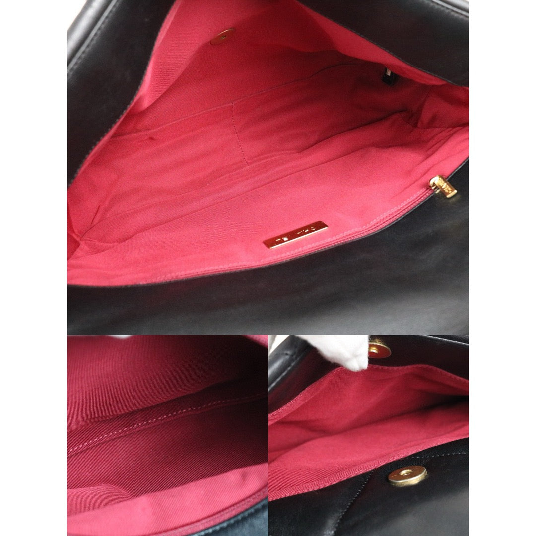 Very Good ( Rank A) ｜ CHANEL Lamb Skin Chain Single Flap 19 Maxi Shoulder Bag Black Made in 2020-2021Year｜ B25012203