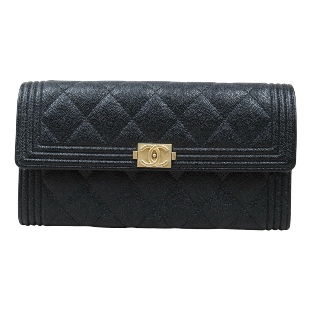 Very Good ( Rank A) ｜CHANEL Leboy Caviar Skin Black Long Wallet Made In 2019 Year｜S25021008