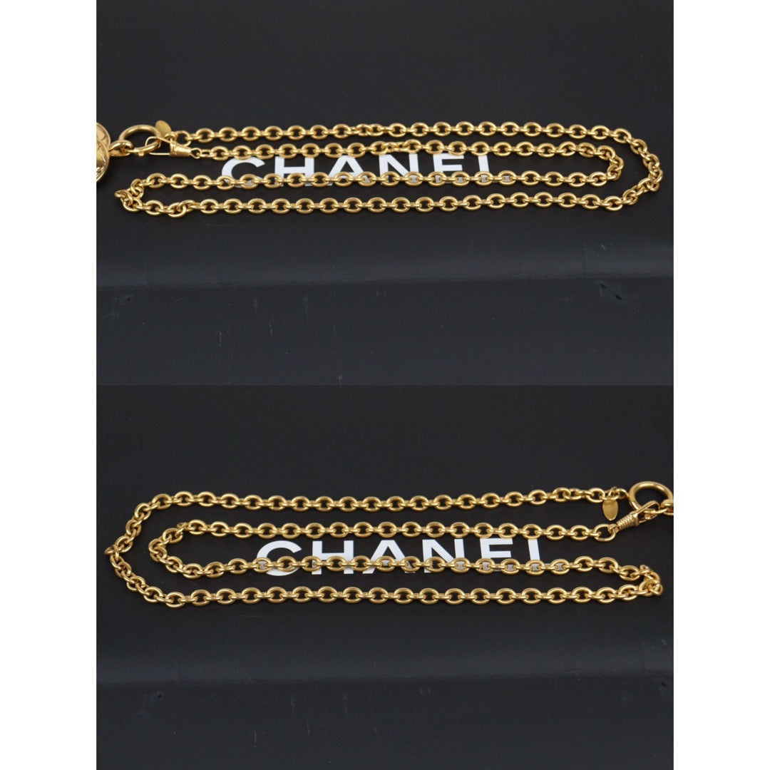 Rank A ｜ CHANEL Coco Mark 24K Gold Plated Necklace｜24021528 