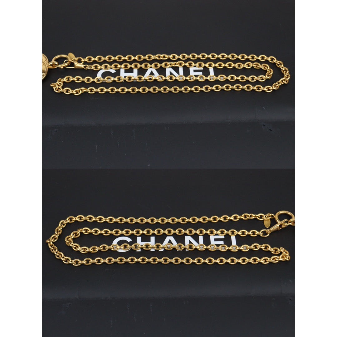 Rank A ｜ CHANEL Coco Mark 24K Gold Plated Necklace｜24021528