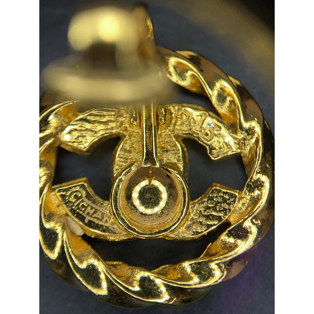 Include Authentic Detective Certificate of Authenticity｜Very Good ( Rank A) ｜ CHANEL  Coco Mark Golden Plated Rhinestone  Earrings ｜26030502