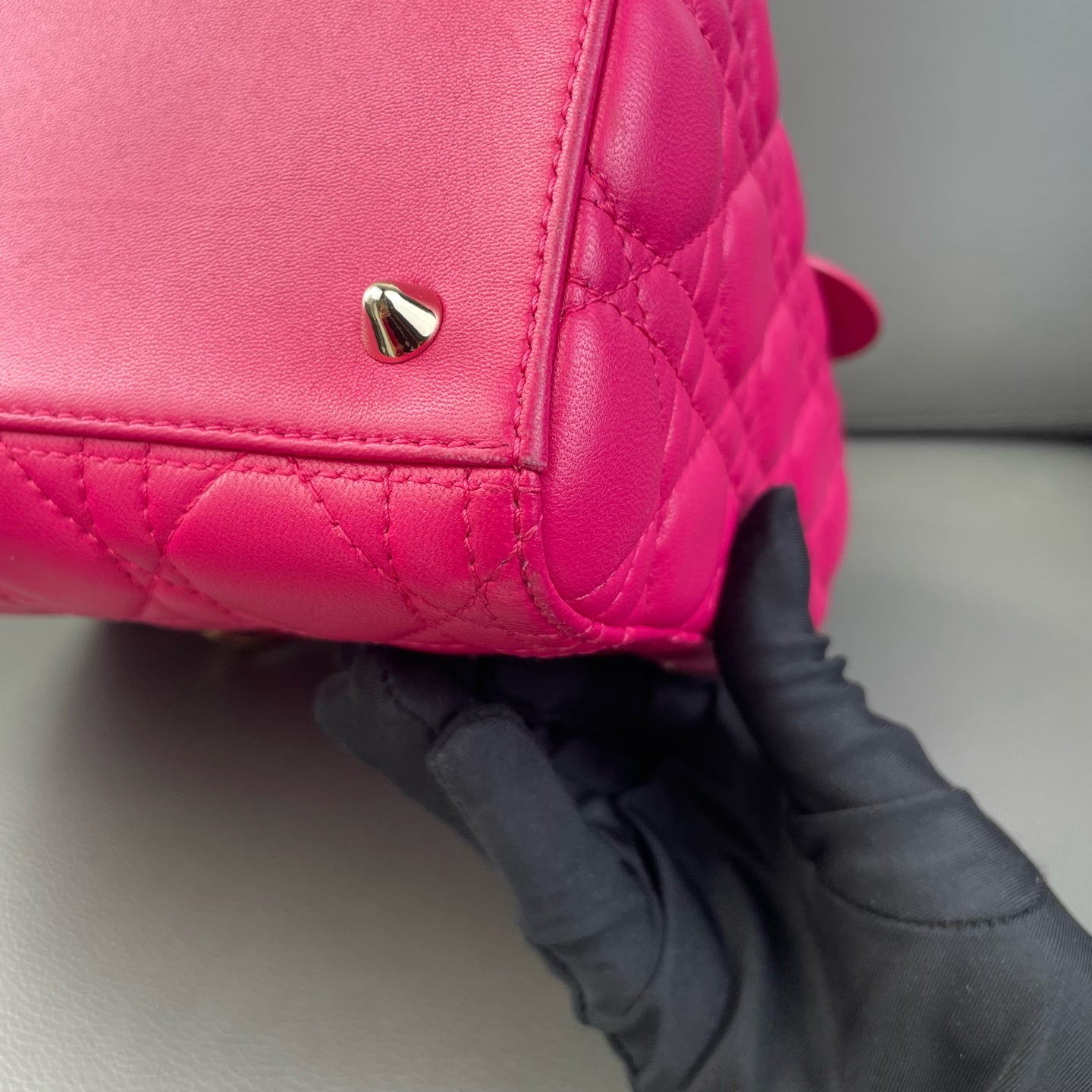 Very Good ( Rank A) ｜  Dior Lady Dior Lamb Skin 2WAY Shoulder Bag Handbag Pink