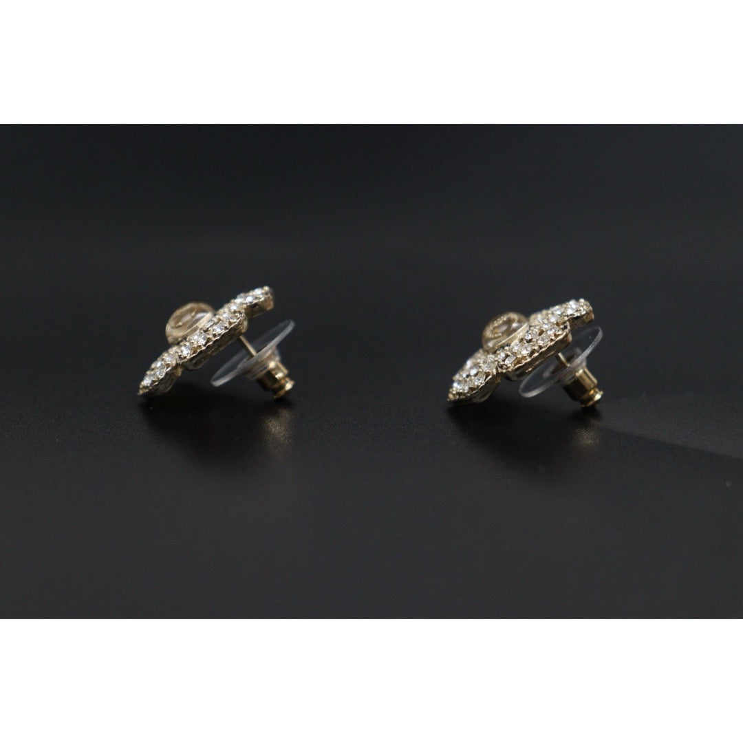 Excellent（Rank SA）｜ CHANEL A19K Coco Mark Camellia Rhinestone Earrings Made In 2019Year｜S26031010