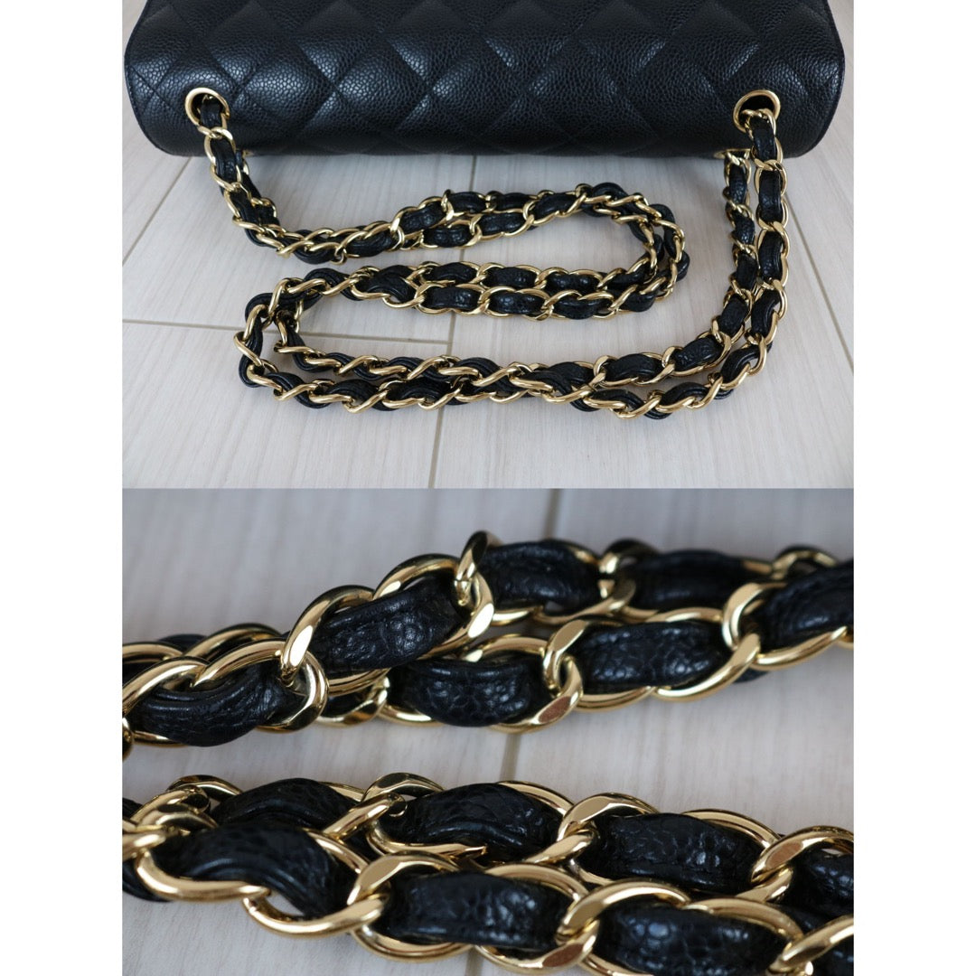 Very Good ( Rank A)｜Full Set CHANEL Matrasse Chain Caviar Skin Jumbo Black  Made In 2010-2011 Year｜S25121105