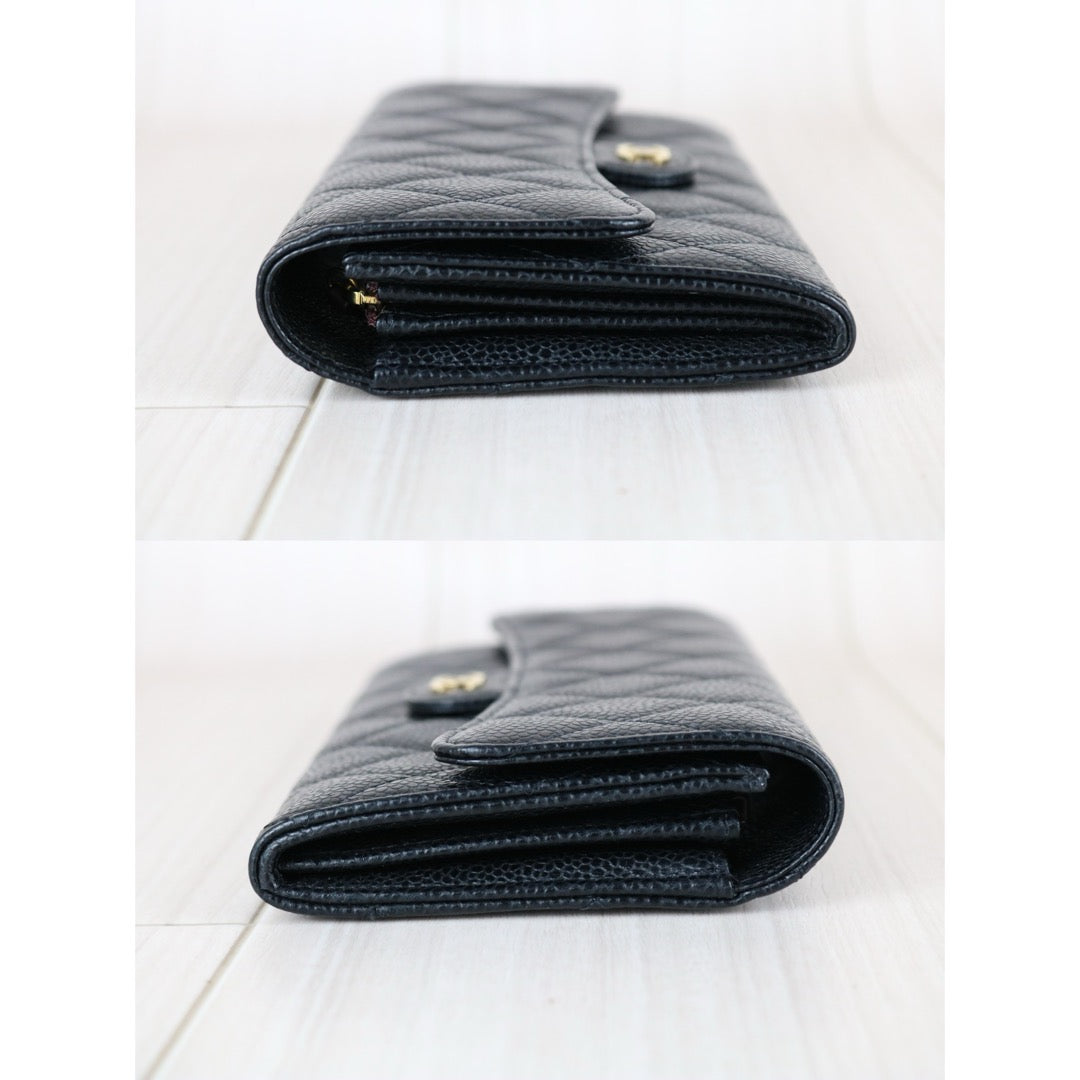 Very Good ( Rank A) ｜Chanel Caviar Skin Black  Wallet Made In 2018Year ｜S25063002