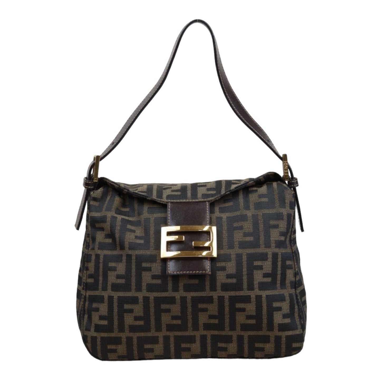 Rank A｜ FENDI Zucca Mamma Baguette Shoulder Bag Gold Hardware｜24022804