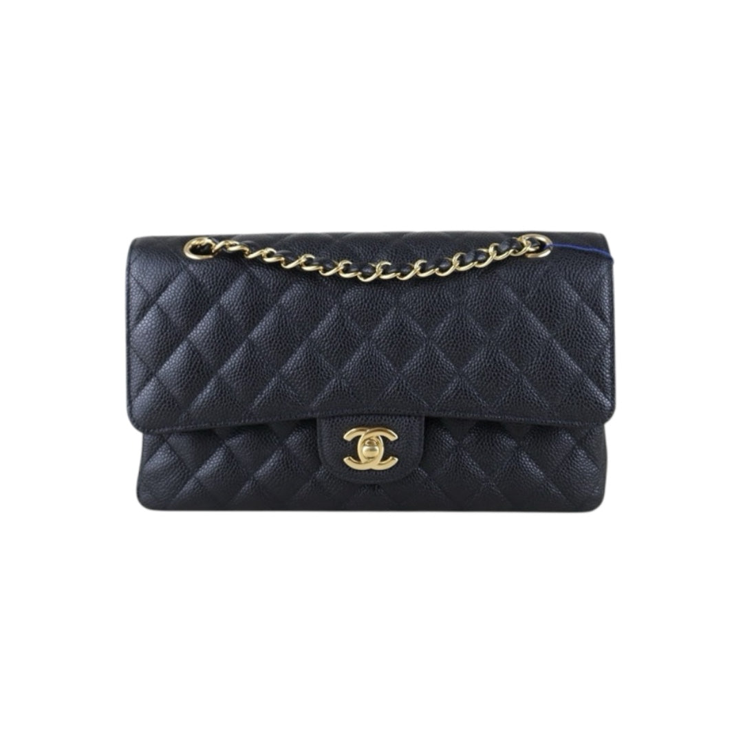 Include Entrupy Certificate of Authenticity｜Very Good ( Rank A)｜ CHANEL Caviar Skin Matrasse Chain Double Flap 25 Shoulder Bag  Black Made In 2014Year｜S26072546