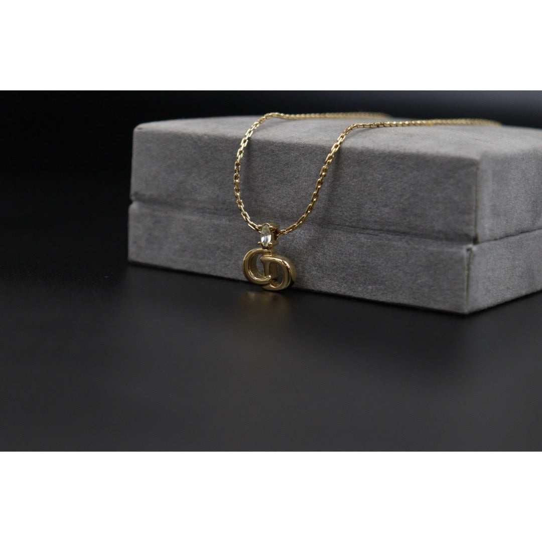 Very Good ( Rank A)｜ Dior CD Rhinestone Necklace Earring Set ｜25122211
