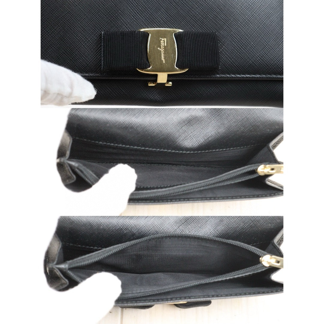 Good ( Rank AB) ｜Ferragamo Leather Calf Black Long Wallet｜S24111207