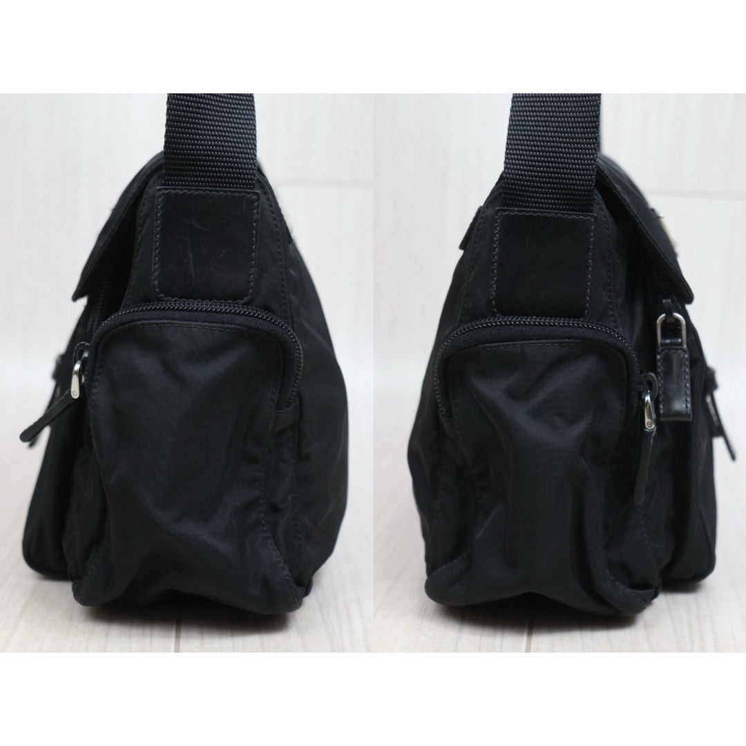 Include Entrupy Certificate of Authenticity｜Very Good ( Rank A)｜Prada  Nylon Black Shoulder Bag  Silver Hardware｜26062911