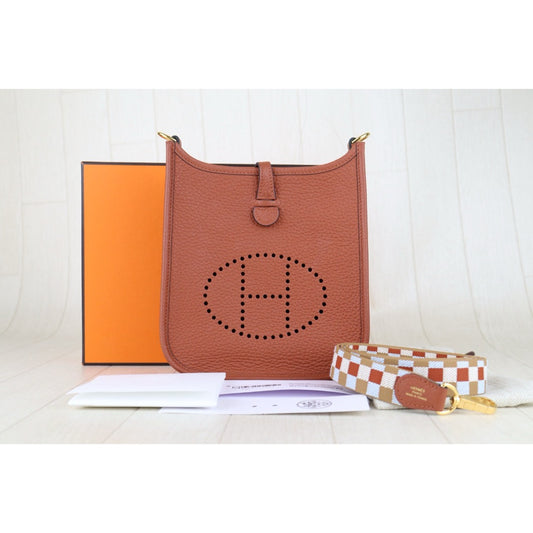 Excellent（Rank SA）｜ HERMES TC Leather Mini Evelyn 16 Shoulder Bag Gold Hardware B Stamp Made In 2023 Year Potiron｜H25111702