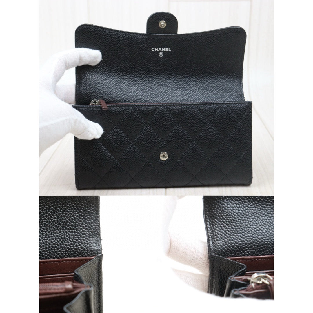 Good ( Rank AB)｜CHANEL Caviar Skin Black Long Wallet Made In 2019 Year｜V24112606