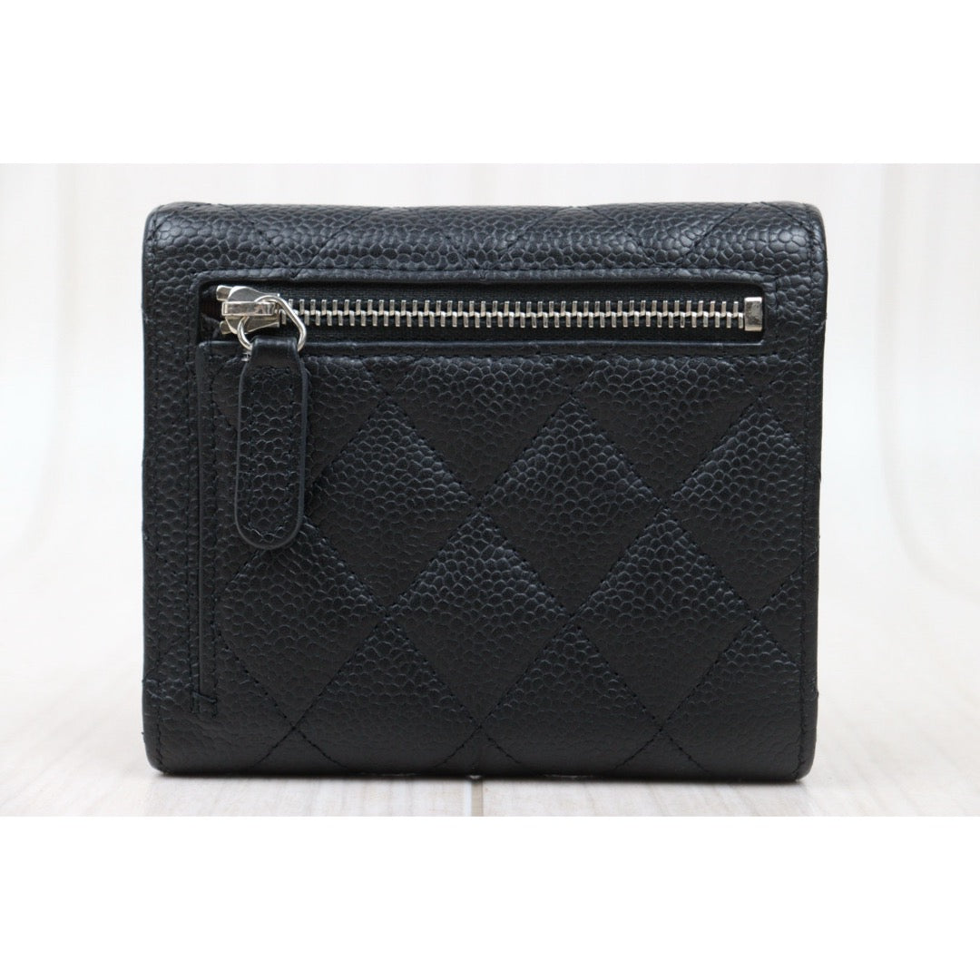 Good ( Rank AB)｜CHANEL Caviar Skin Leather Calf Leather  Wallet Black Made In 2018 Year｜S25021020